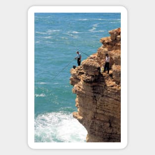 Living dangerously - Cliff fishing at Cabo de São Vicente, Portugal Sticker